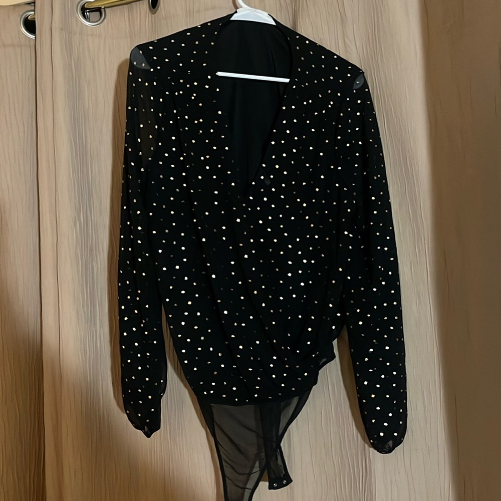 PLUS SIZE!! Black and Gold Bodysuit